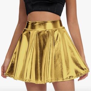 Gold Metallic Skater Skirt